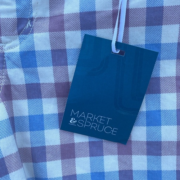 NWT Market And Spruce
Women Checkered Chino Shorts, White/Blue/Purple - Picture 3 of 8